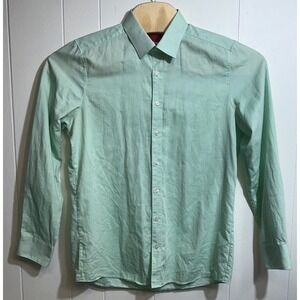 Finshley & Harding‎ Mens Slim Fit Easy Care Button Down Shirt Mint Green 42 L